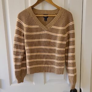 Lands' End Striped V-Neck Sweater